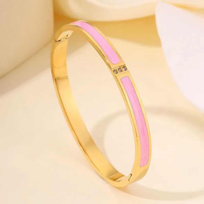 ZAKOL 5/1 piezas conjunto de pulseras de acero inoxidable con incrustaciones de circonita brillante para mujer, brazaletes apilables de moda que no se decoloran, joyería de regalo