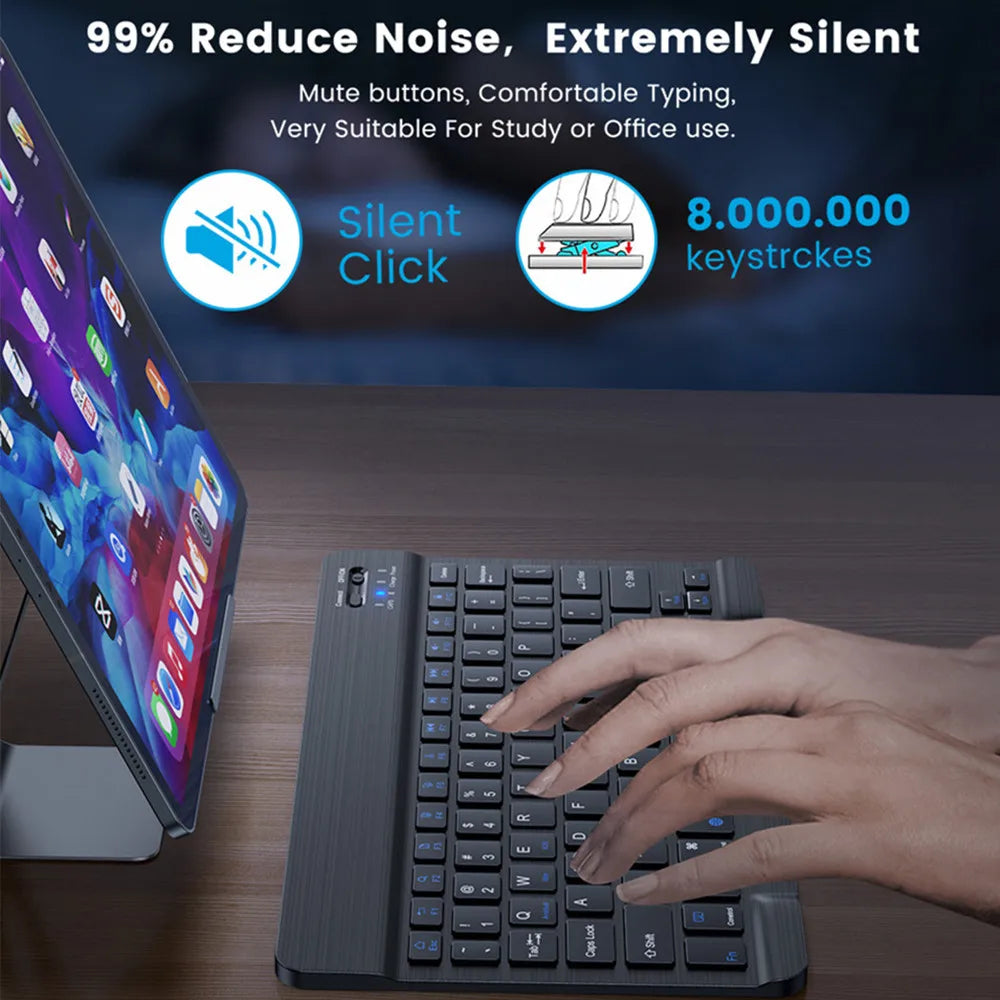Clavier & Souris Sans Fil Bluetooth — Tablette Multilingue Espagnol Coréen Russe