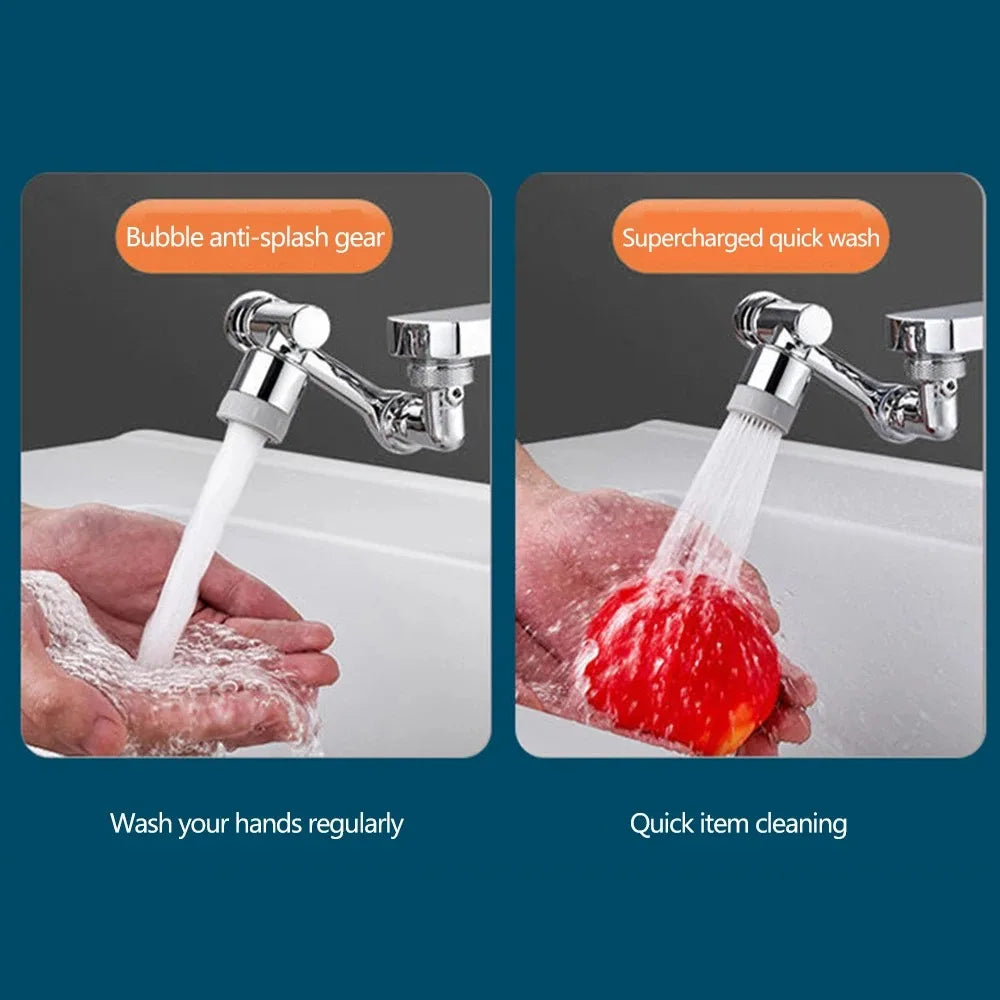 Universal 1080° ABS Robotic Rotating Faucet Extender, Kitchen Sink Faucet Aerator Extension, 2 Water Flow Modes