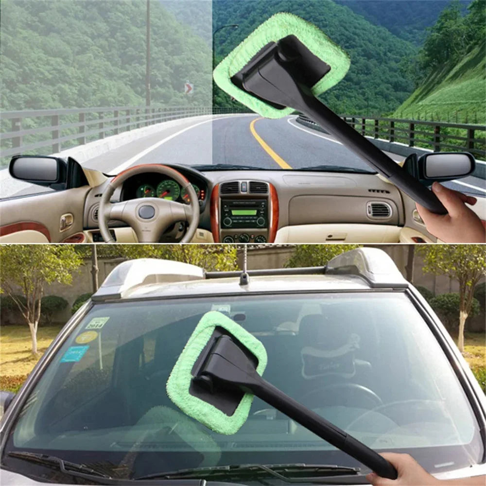 New Car Window Cleaning Brush Kit, Windshield Cleaning Tool, Interior Wiper with Long Handle, Car Accessories