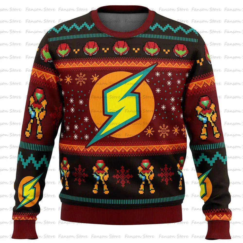 Sudadera con capucha de dibujos animados de Samus Metroid para hombre y mujer, sudadera de anime para pareja, moda teñida Velle