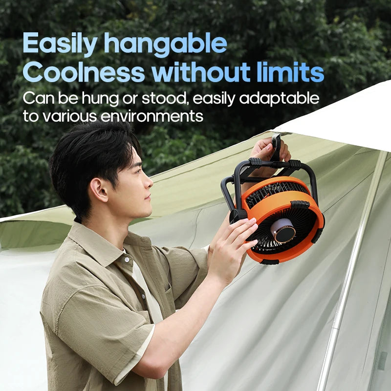 Ventilateur de Camping en plein air Portable 6 en 1, 20000mAh, Rechargeable, sans fil, ventilateur de plafond pour tente, réglage à 4 vitesses, éclairage LED, batterie externe