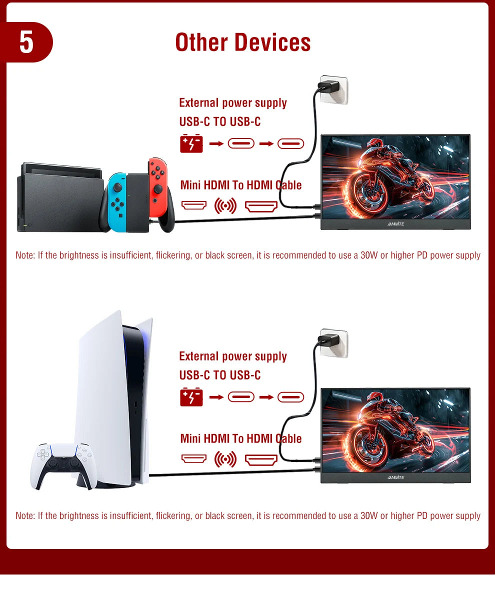 Monitor táctil portátil de 14 pulgadas, no táctil opcional, para juegos 16:10 400cd/m2, pantalla extensible para XBox PS4/5 Switch Loptop