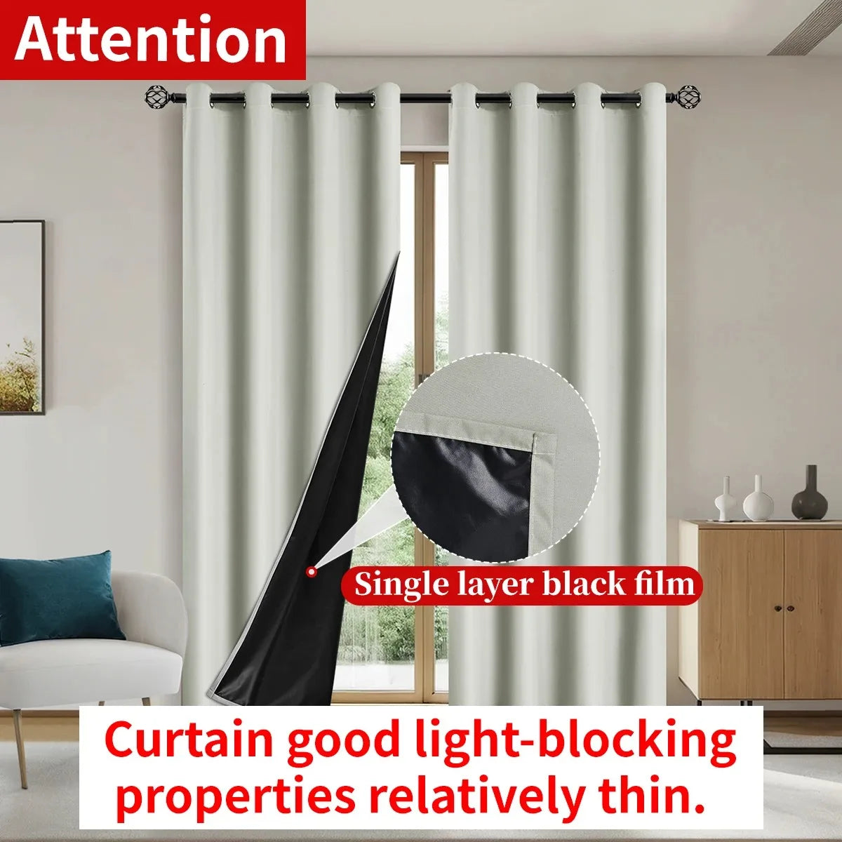 Rideaux occultants 100% solides avec œillets, rideaux de confidentialité totale pour chambre à coucher, beaux rideaux pour salon, 1 pièce