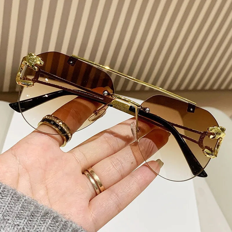 Lunettes de soleil sans monture pour femmes — vintage, UV400, hommes, nuances soleil