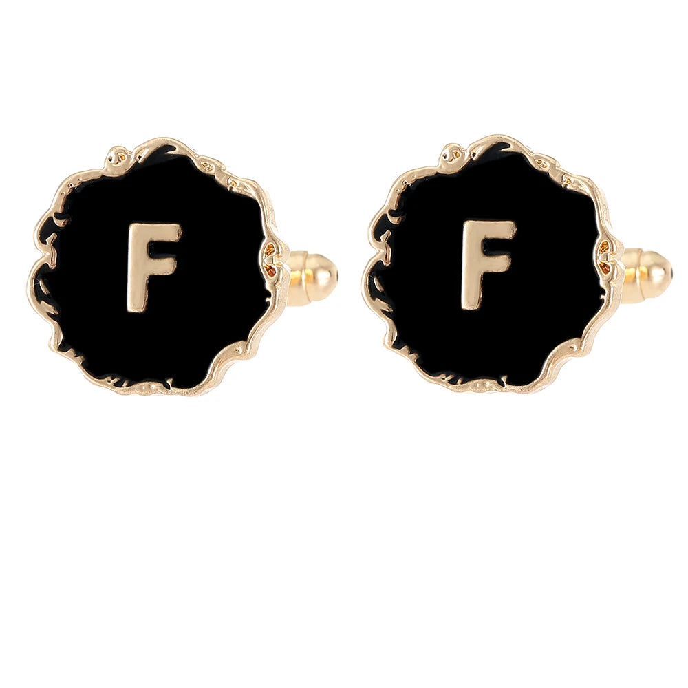 Gemelos clásicos para hombre, 26 letras iniciales del alfabeto, A B C D E F G H I J K L M N O P Q R S T U, botón de manga V W X Y Z