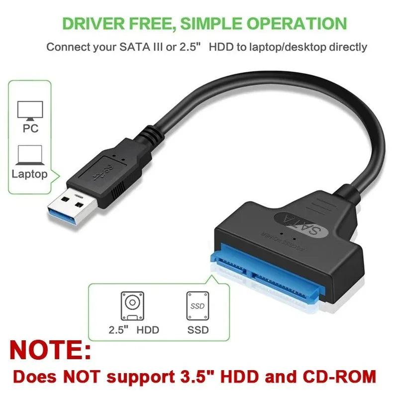 Coolcirc SATA to USB 3.0 Cable up to 6Gbps for 2.5 Inch External SSD Hard Drive SATA Adapter USB 3.0 to SATA III Cord