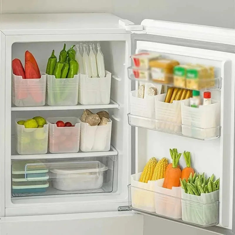 Refrigerator storage boxes, 1/5 pieces, fresh food organizer, cold storage, vegetable, fruit, spice bin, food container, kitchen boxes for home