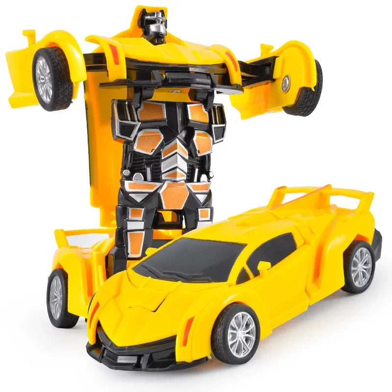 Voiture jouet à changement de forme à impact inertiel pour garçon, robot Autobot à changement de forme à un bouton, puzzle à changement de forme, collision
