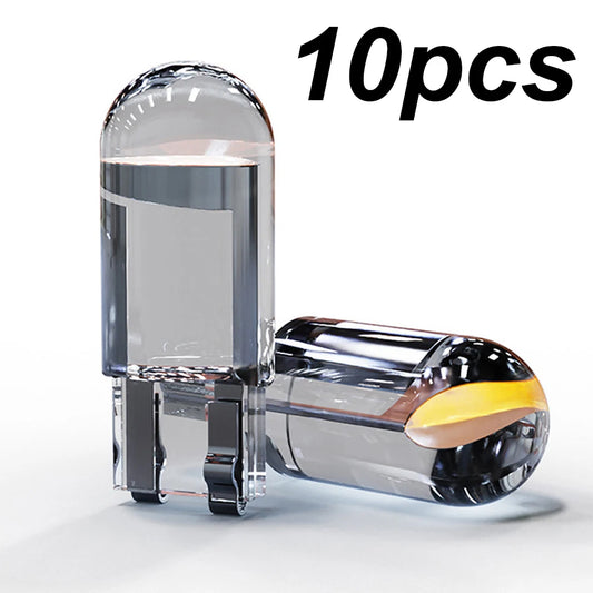 10X nouveau W5W LED T10 voiture lumières COB verre pièces intérieures ampoules blanc glace bleu jaune Auto plaque d'immatriculation lampe dôme lecture lumière 12V