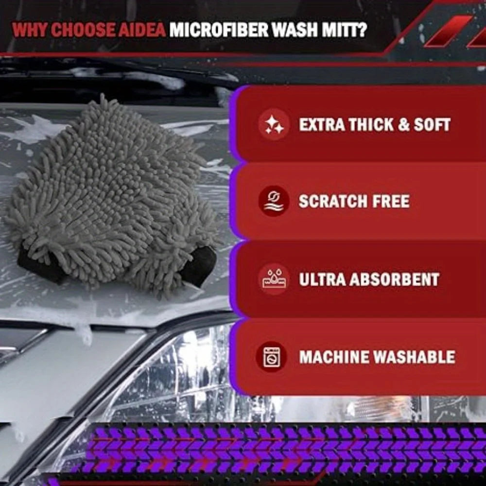 Gants de lavage de voiture en microfibre Chenille, nettoyage des rayures, soins non pelucheux, mitaines souples, dépoussiérage de véhicule automobile, Accessoires de moteur