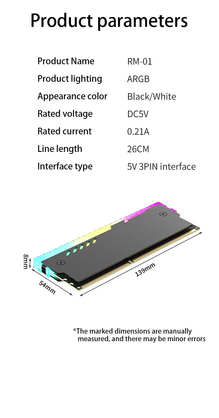 Dissipateur thermique de mémoire PC RM-1 gilet de refroidissement RAM 5V-3PIN ARGB RAM dissipateur thermique Aura Sync pour ordinateur de bureau mémoire DDR3 DDR4 DDR5 DDR2