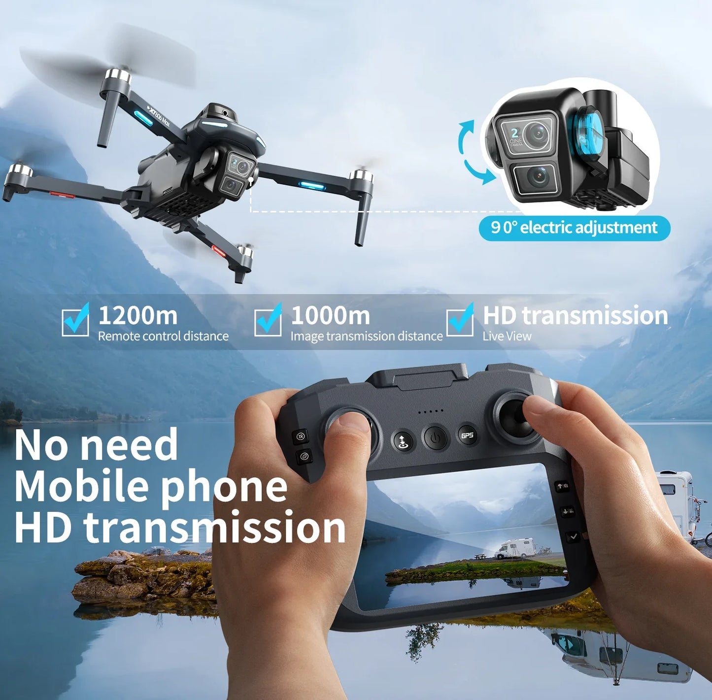 Drone GPS 8K sans fil — double caméra HD, WiFi 5G FPV, évitement d'obstacles, quadricoptère brushless RC