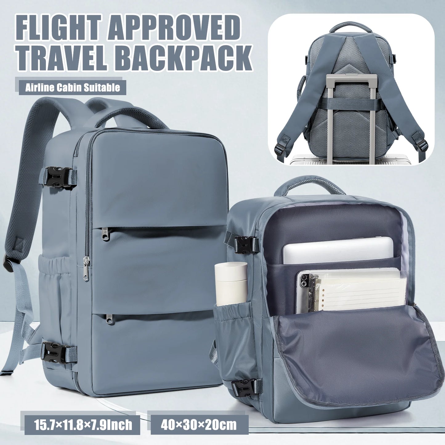 Sac à Dos Voyage Cabine Avion 40x30x20 — Étanche Ordinateur Bagage à Main