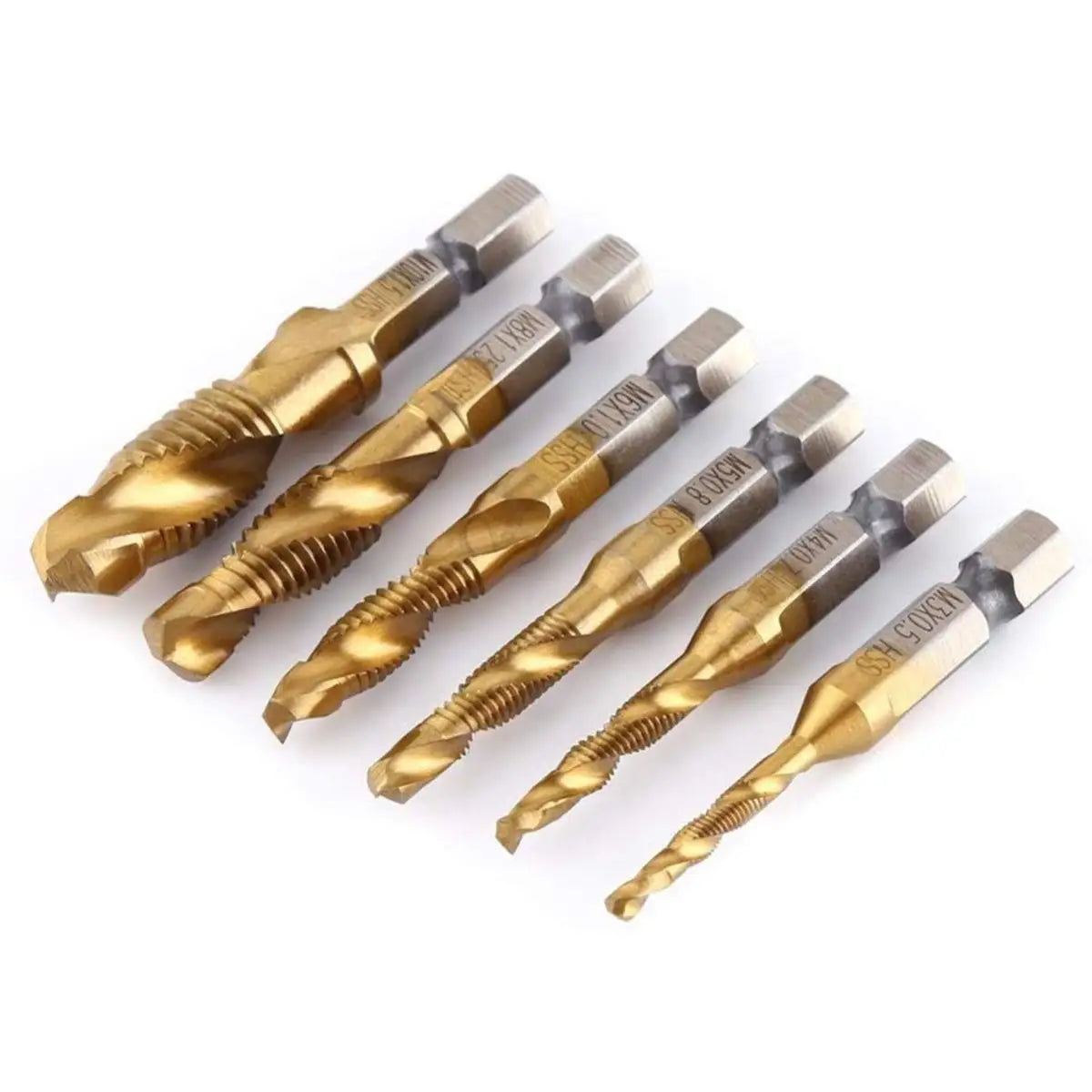 Brocas MeaccelerTap de titanio, vástago hexagonal, rosca de tornillo HSS, máquina de tornillos, macho de roscar compuesto, M3, M5, M6, M8, M10, herramientas manuales