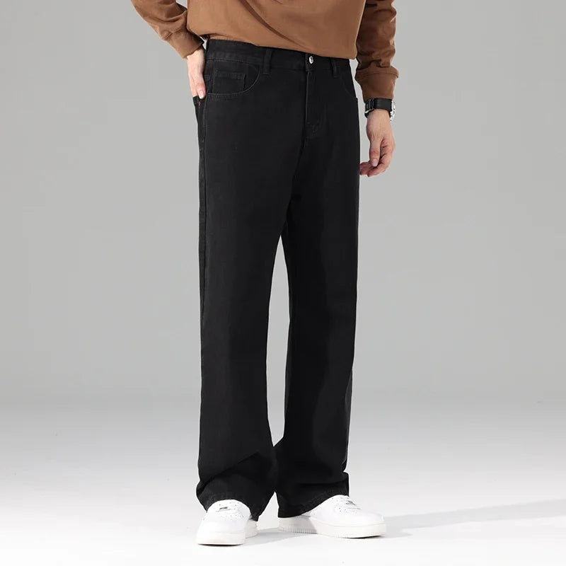 Homme flambant neuf automne jean hommes noir décontracté Baggy pantalon classique droit confortable large Denim pantalon hommes vêtements
