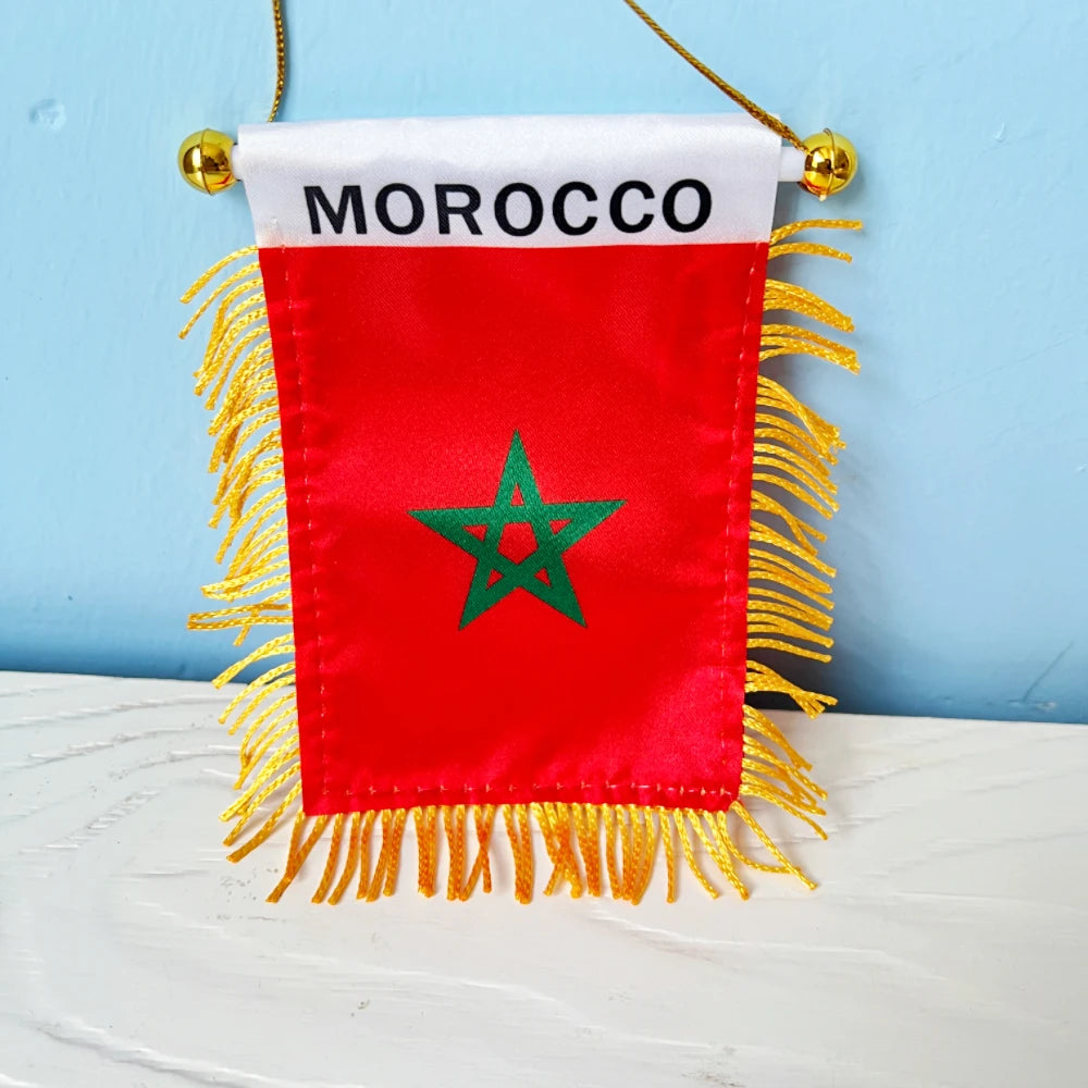 10x14 cm Car Window Decoration Polyester Algeria/Morocco Pennant Hanging Moroccan Mini Pennant Flags