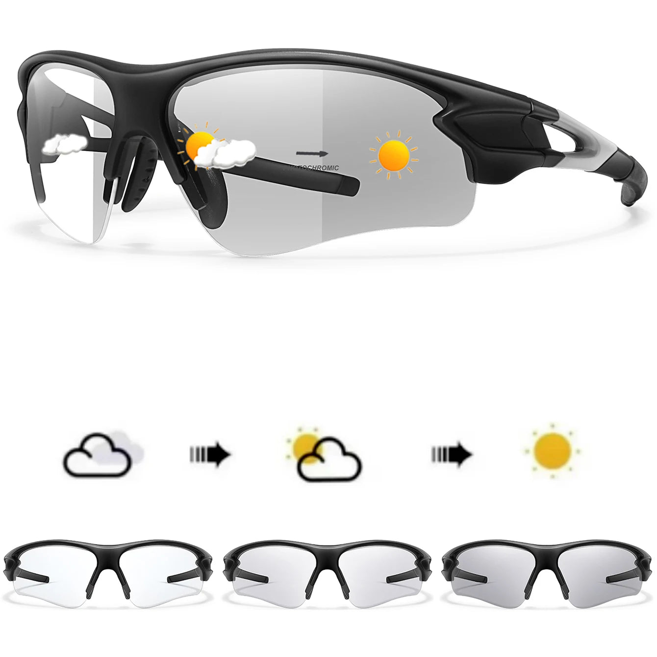Lunettes de soleil photochromiques pour hommes et femmes, lunettes de sport de plein air, pêche, cyclisme, course à pied, conduite, marque de mode