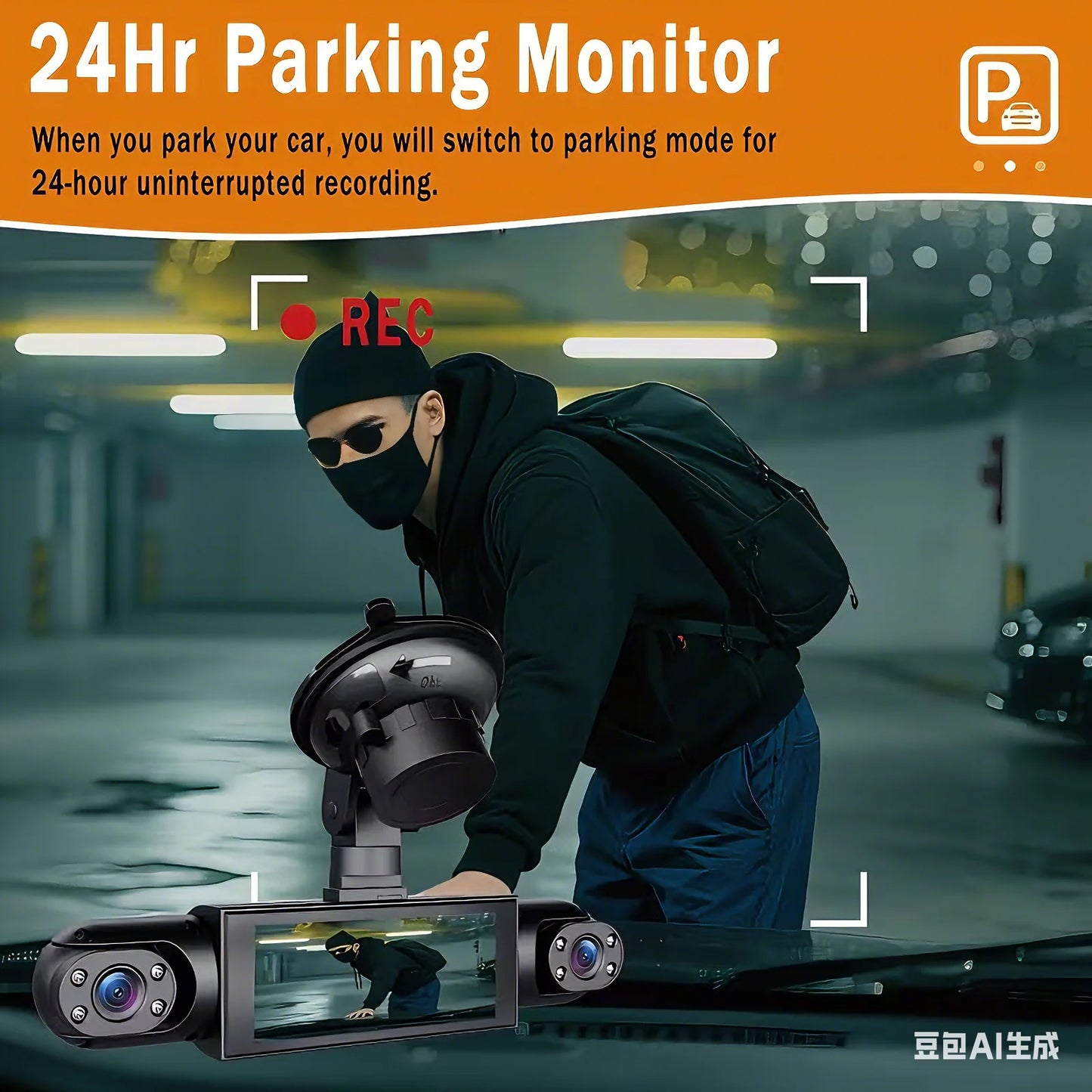 Dash Cam Vehicle DVR 4-Camera Video Recorder for Cars Black Box Front Rear Internal Night Vision Loop Recording 360 Car Dashcam