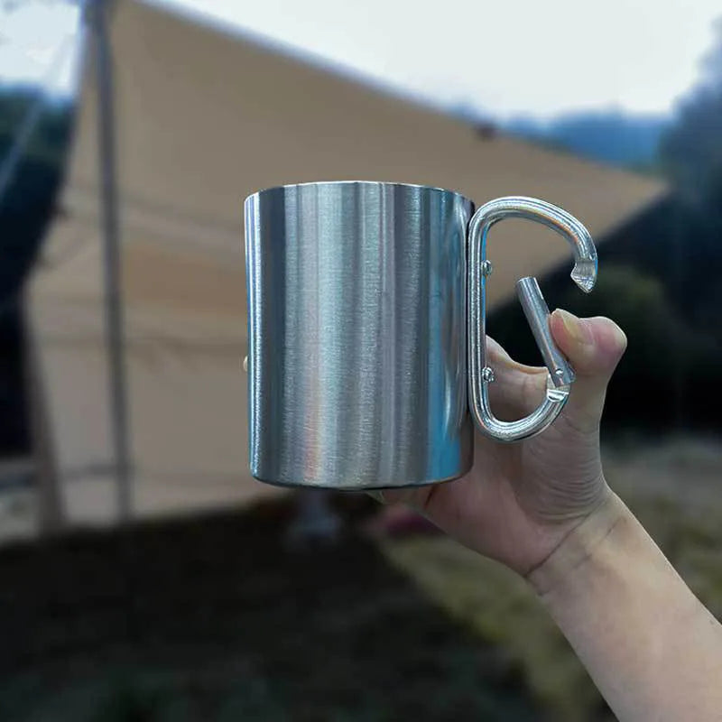 Bouton d'alpinisme en plein air, tasse d'eau, voyage Camping, bouton Portable en acier inoxydable, matériau 201, 1 pièce
