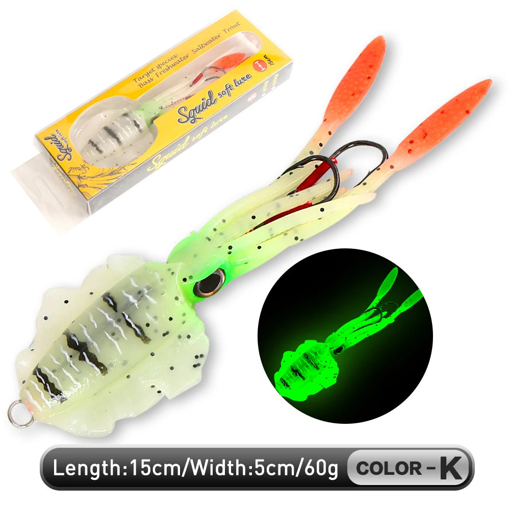 ZUKIBO-Appât souple pour la pêche au calmar, leurre de pêche à la traîne, gabarits de tête de poulpe, gabarit de calmar UV Shoous pour la pêche en bateau de haute mer, appâts Wobblers, 60g