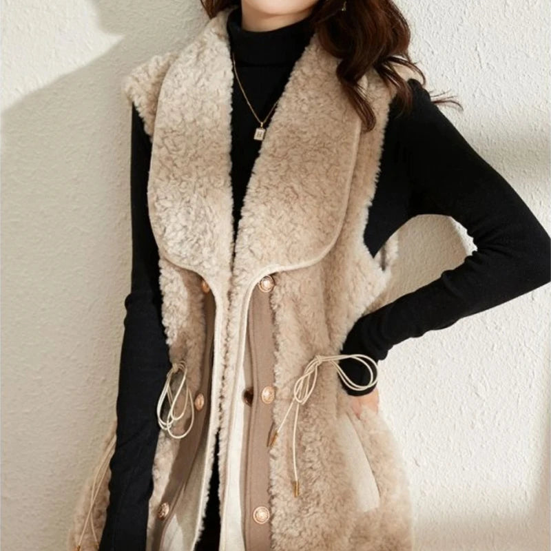 Gilets en peluche d'agneau pour femmes — automne, élégants, nouvelle collection