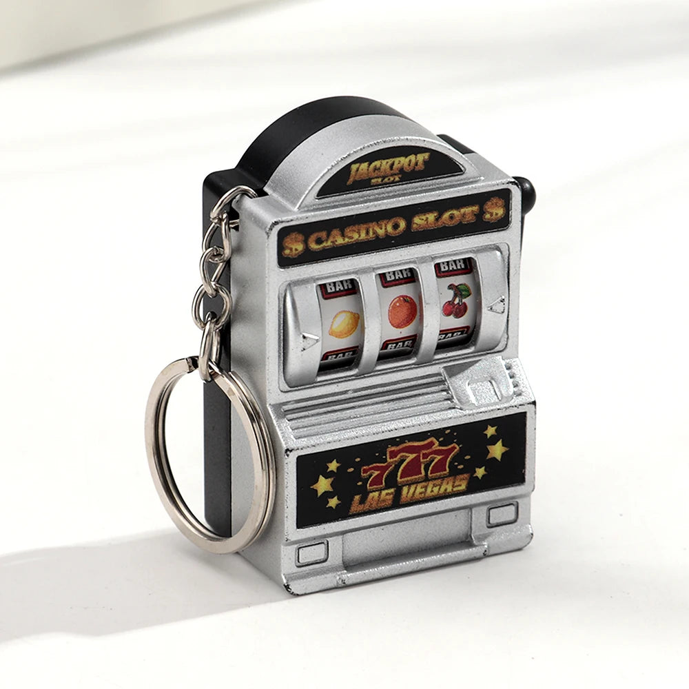 Porte-clés Machine à fentes de fruits, porte-bonheur Jackpot, Mini pendentif de Casino, breloque de sac, cadeaux de nouveauté pour enfants et adultes