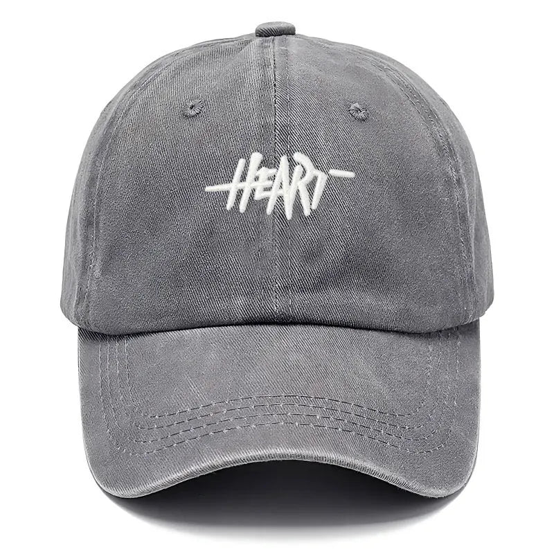 Unisex Vintage Washed Cotton Baseball Cap, Heart Embroidery, Soft Gorra Hip Hop Trucker Style, for Daily Wear and Outdoors
