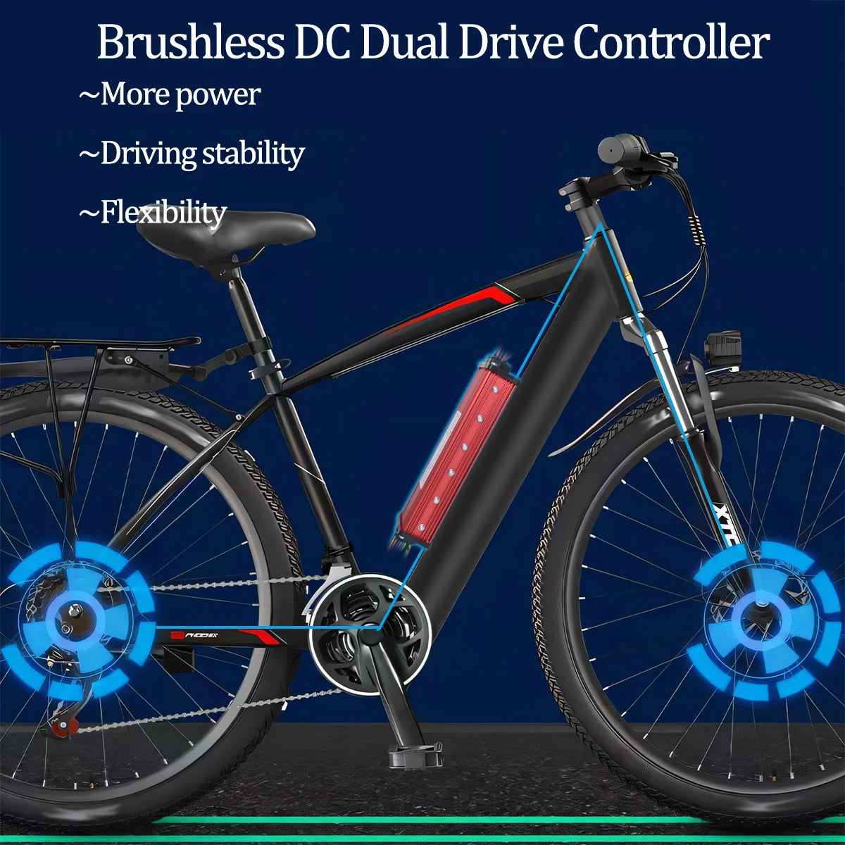 JRAHK 350 W-2000 W controlador BLDC de doble accionamiento, onda cuadrada, controlador de bicicleta eléctrica de 36 V-60 V, modo dual, accesorios de patinete eléctrico
