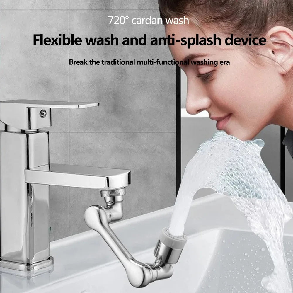Universal 1080° ABS Robotic Rotating Faucet Extender, Kitchen Sink Faucet Aerator Extension, 2 Water Flow Modes