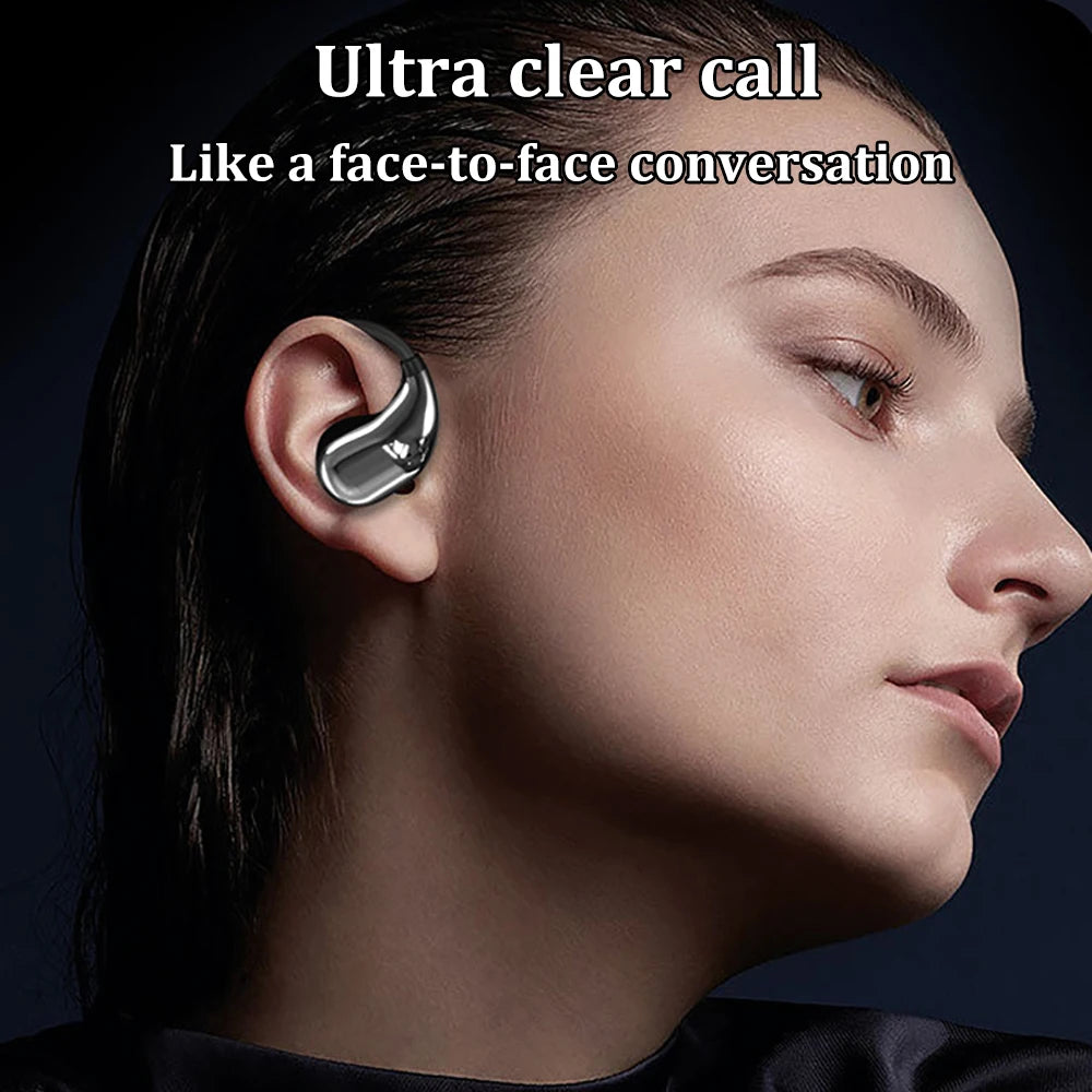 Écouteurs TWS Bluetooth 5.4 Crochet d'Oreille — HiFi Stéréo, Étanche, LED, Longue Veille, Tactile