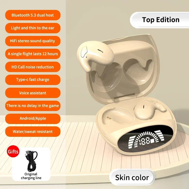 Bluetooth 538 TWS Earbuds, Wireless Sports Earphones, Painless, Noise-Cancelling, with Digital Display, High-Quality
