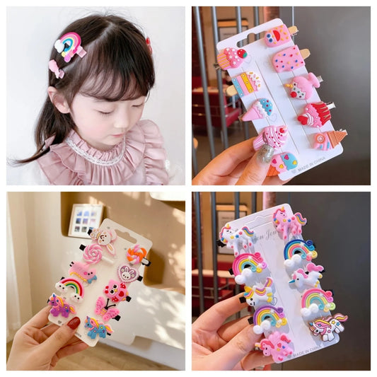 Pinces à cheveux licorne de dessin animé pour filles, jolies épingles à cheveux pour enfants, bandeau crème glacée, Barrettes, accessoires de mode, nouvelle collection 10 pièces/ensemble