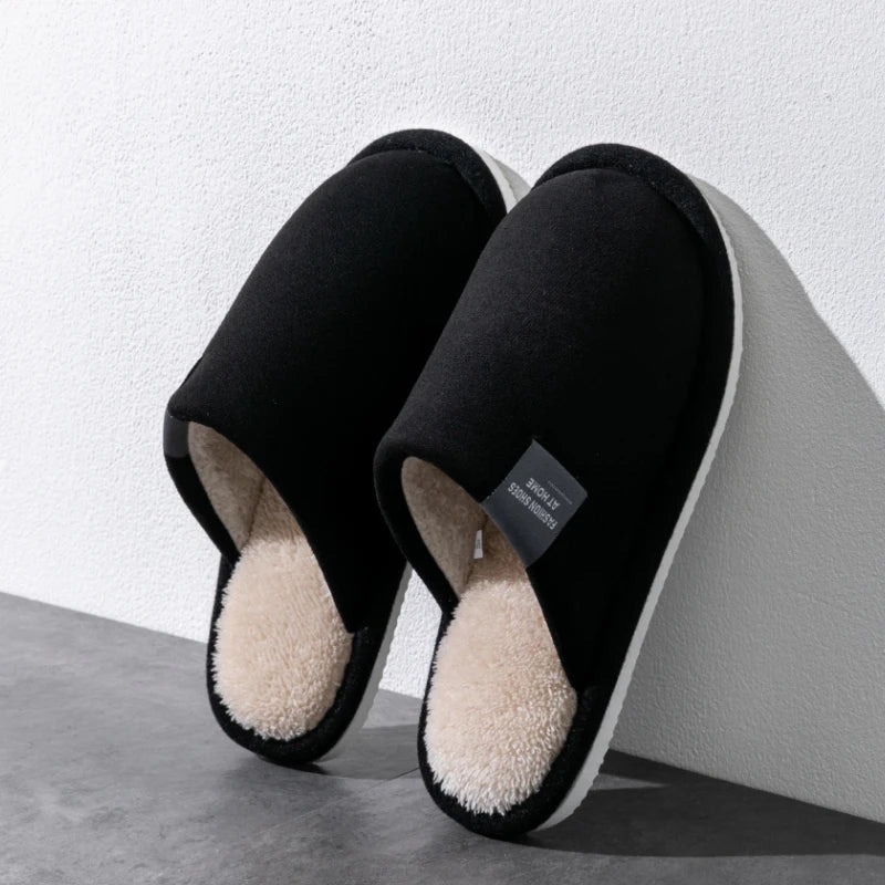 Winter Warm Slippers Men Home Non-Slip Soft Shoes Comfortable Flat Heel Indoor House Plush Slippers Bedroom Women Shoes