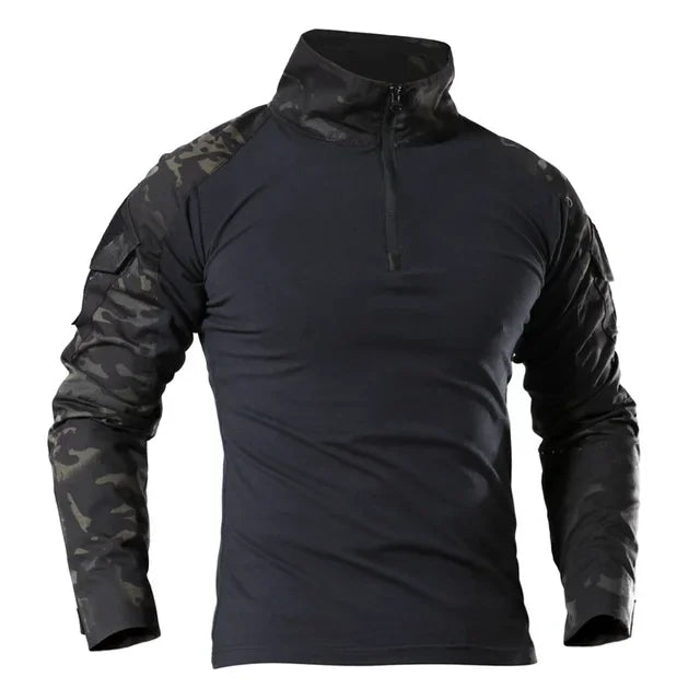 Camisetas de senderismo tácticas al aire libre para hombre, combate militar del ejército CP camuflaje de manga larga, camisa de escalada de caza, ropa deportiva de algodón