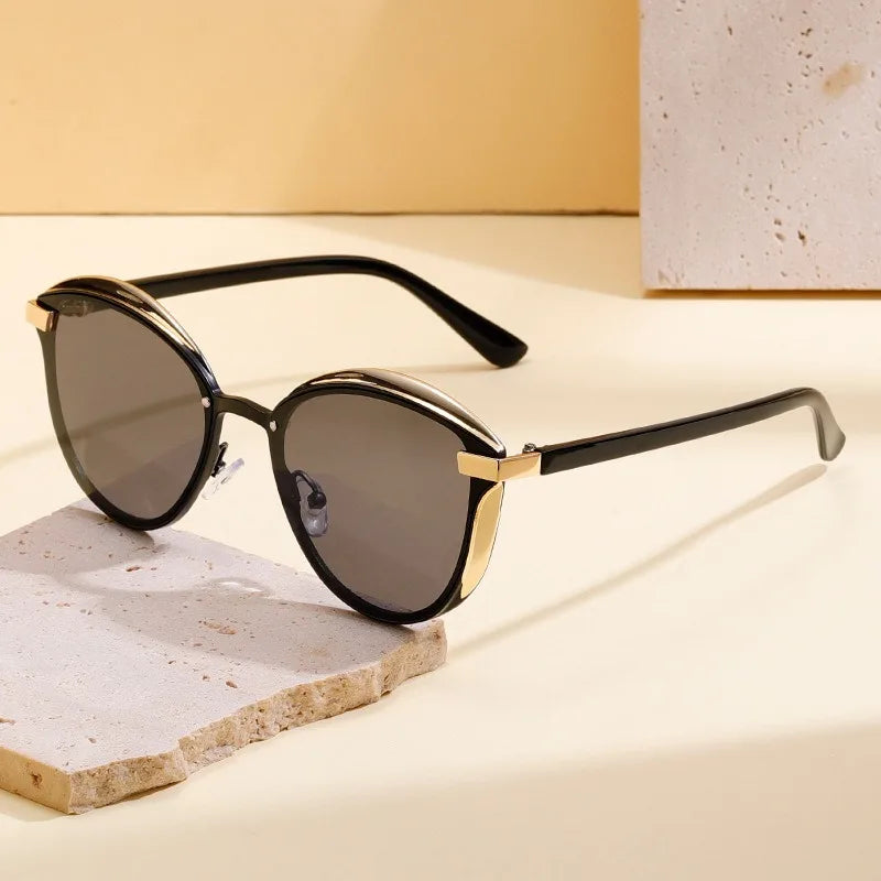 Gafas de sol polarizadas de lujo para mujer, redondas, para mujer, lentes de sol para mujer