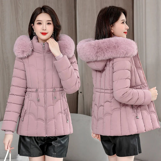 Winter 2025 new down jacket women Parkas fashion high quality warm cotton padded coat ladies short hooded overcoat tops