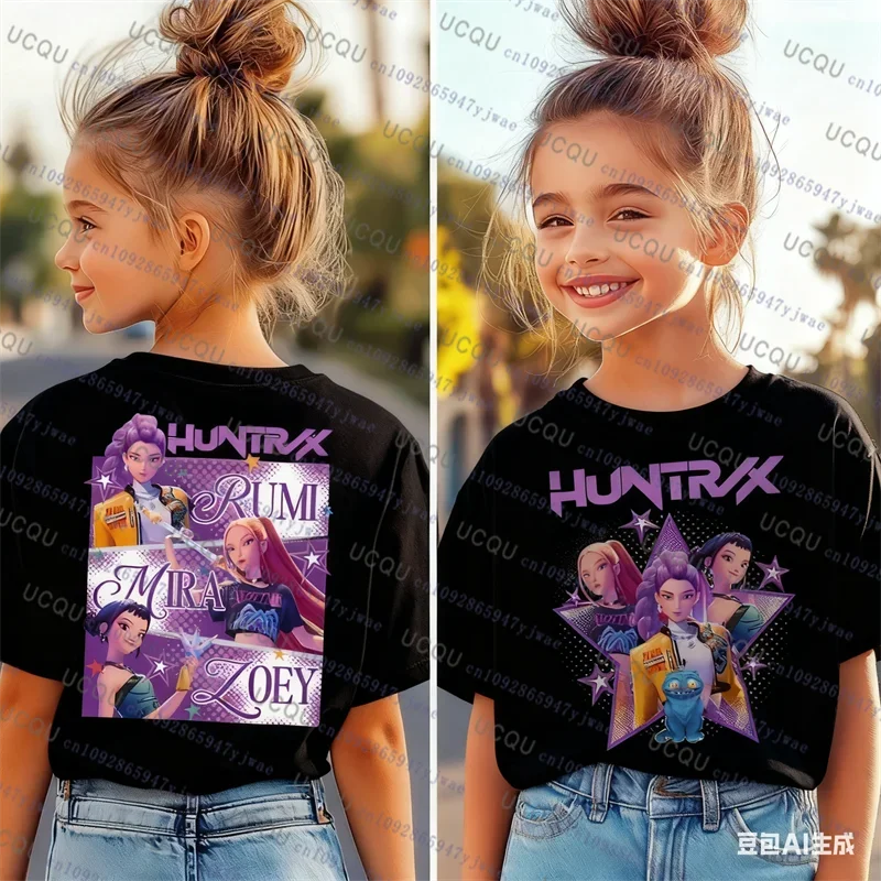 Camiseta Kpop Demon Hunters para padres e hijos, Halloween, Harajuku, moda casual, de algodón, ropa de Cosplay