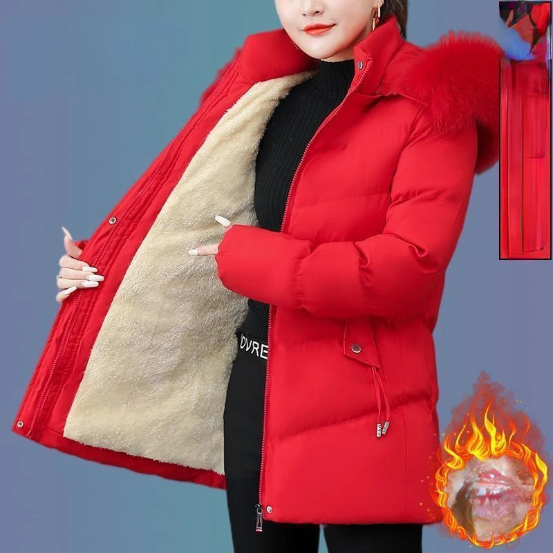 Veste à capuche en coton Smile pour femme, manteau d'optique, parkas chaudes en fourrure, coupe-vent, super chaud, vêtements pour femmes, hiver
