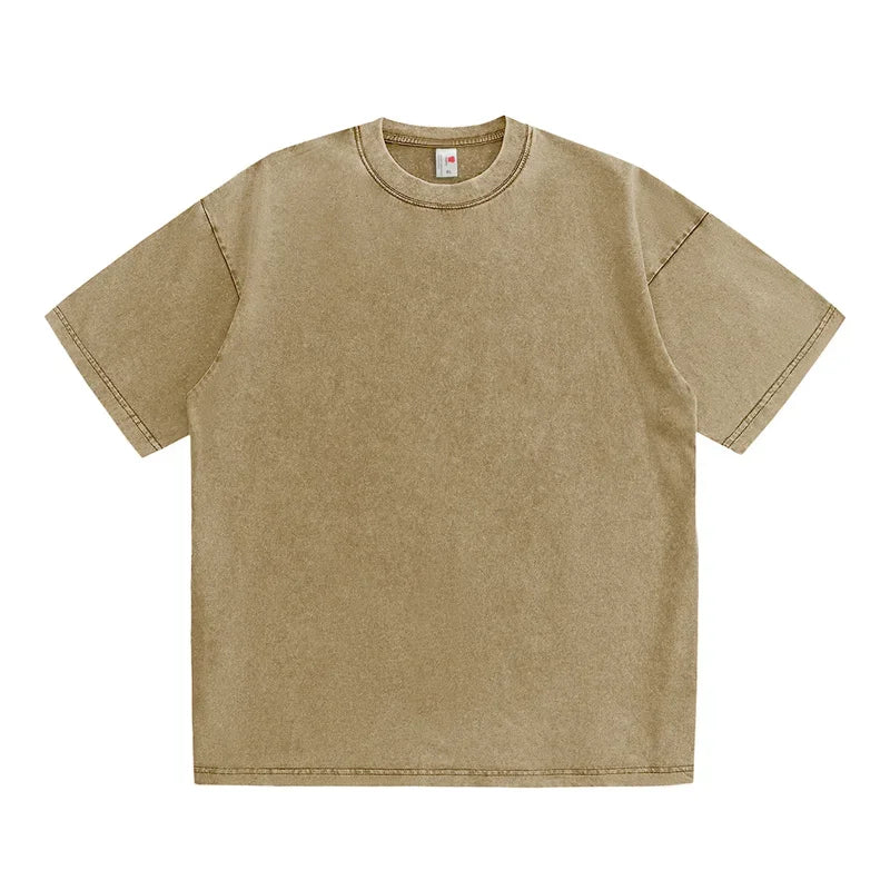 T-Shirt Coton Américain 230G Homme — Vintage Lavé Manches Courtes Basique