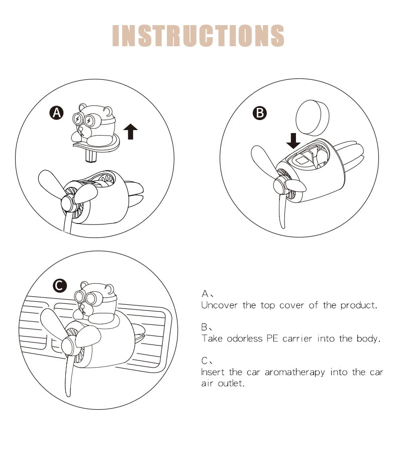 Inodore bricolage parfum ornement avion pilote ours voiture désodorisant décoration accessoires arôme évent clip parfumé diffuseur hommes