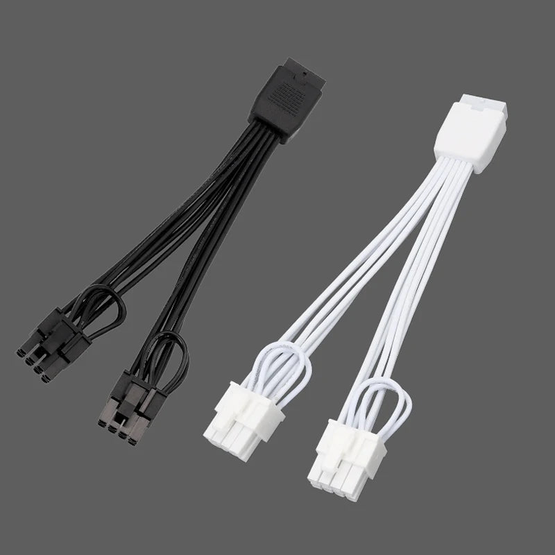 RGEEK – câble de carte graphique 12VHPWR, 15cm, Double 8 broches à 16 broches (12 + 4 broches), Extension GPU, câble adaptateur de répartiteur de puissance pour PC de bureau