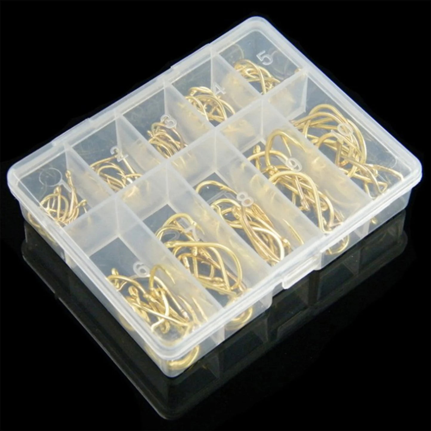 100 pièces d'hameçons de pêche en acier inoxydable, hameçons de pêche en carbone avec boucle, hameçons pointus à barbelures, ensemble d'hameçons de pêche en boîte, accessoires de pêche en mer