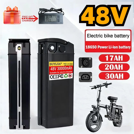 Batterie Vélo Électrique 48V 20Ah/30Ah/17Ah — Haute Capacité Cellules 18650 500-2000W