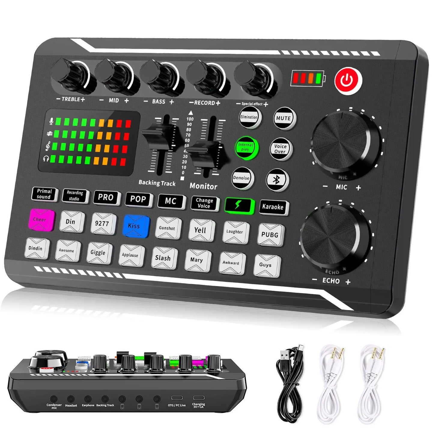 F998 — Kit Studio Podcast Complet Carte Son, Microphone & Mélangeur