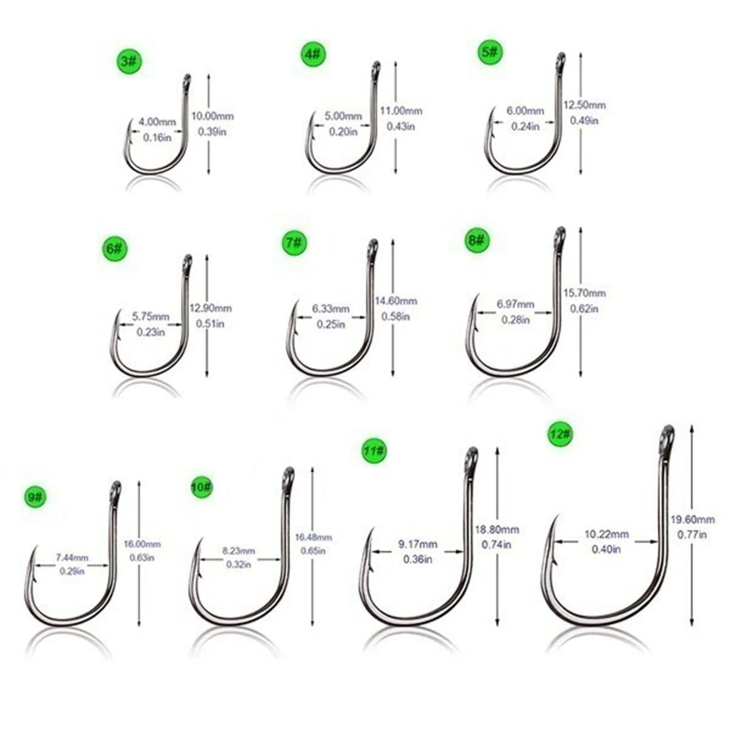 100 pièces d'hameçons de pêche en acier inoxydable, hameçons de pêche en carbone avec boucle, hameçons pointus à barbelures, ensemble d'hameçons de pêche en boîte, accessoires de pêche en mer