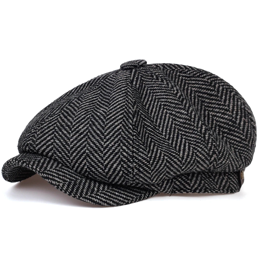 Wool Gavroche Caps Men Herringbone Flat Caps Women Men British Painter Hats Soft Autumn Winter Caps Hats Beret