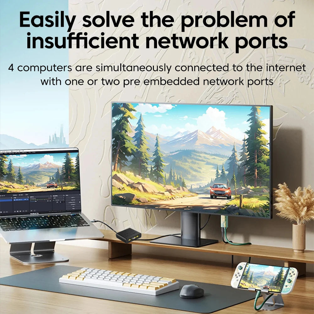 Commutateur réseau Gigabit 5 ports RJ45 — Ethernet, connexion câble, séparateur, extenseur