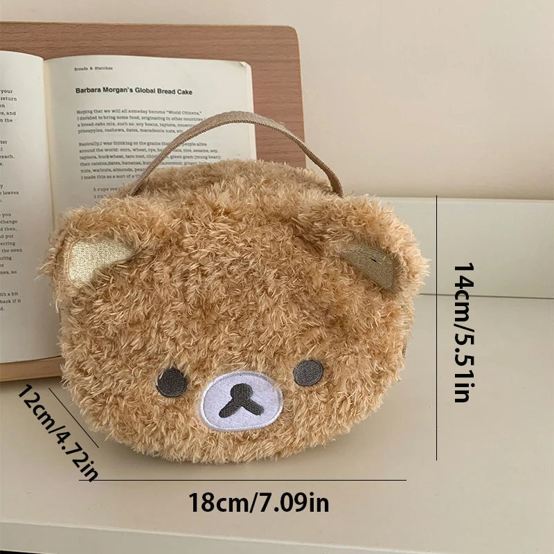 Plush Makeup Bag, Casual Bear Cosmetic Bag, Jewelry Storage Pouch for Women, Girls' Handbag Organizer, Gift, Special Offers