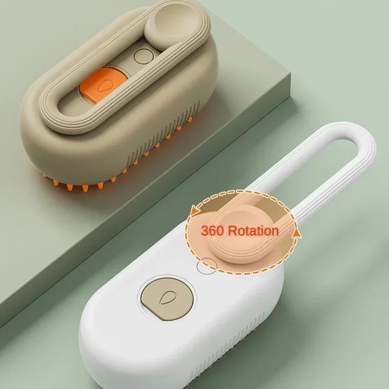 Brosse de Énergie à Vapeur 3 en 1 pour Chat et Chien, Peigne Pliable et Rotatif à un Bouton, Idéal pour le Bain et l'Épilation des Poils